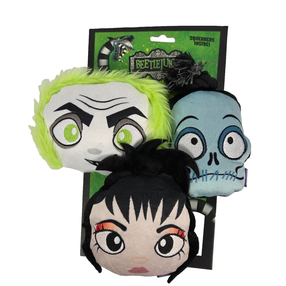 Beetlejuice Dog Toys 3 Pack Plush Squeaky Beetlejuice Lydia Bob Halloween New